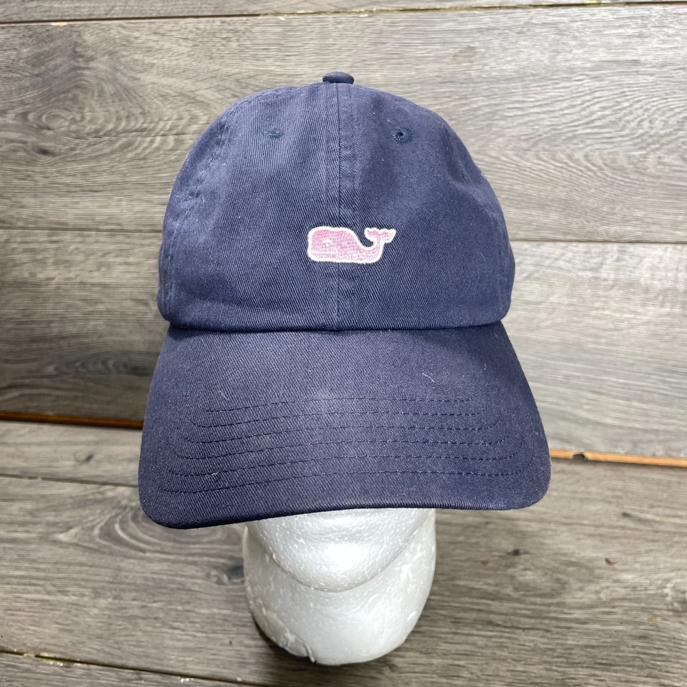 Vineyard Vines Hat Blue Adjustable Strapback Baseball Cap Dad Pink Whale Beach